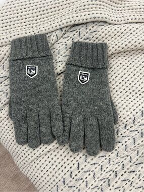 Hestra Men's Grey Ribbed Cuff Knit Gloves